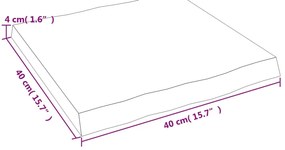világosbarna kezelt tömör asztallap 40x40x(2-4) cm