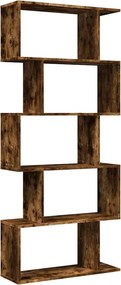 vidaXL 5 szintes füstös tölgy fa elválasztó könyvespolc 70x24x161 cm