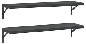 2 db fekete rozsdamentes acél fali polc 100 x 30 cm