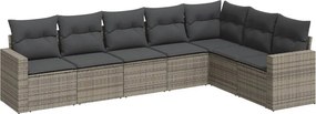 vidaXL 7 részes szürke polyrattan kerti ülőgarnitúra párnákkal