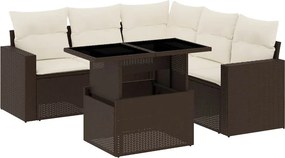 vidaXL 6 részes barna polyrattan kerti ülőgarnitúra párnával