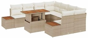 vidaXL Kert étkező szett párnával 9 pcs Beige és krém