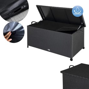 RICCO polyrattan tárolódoboz, 122x56x61cm, fekete Casaria