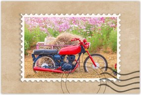 Poszter 60x40 Piros motorkerékpár Virágok