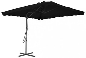 Fekete kültéri napernyő acélrúddal 250 x 250 x 230 cm