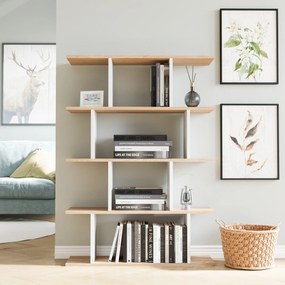 könyvespolc Harmon - White, Oak
