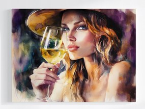 Canvas Vászonkép Elegáns Nő Borospohár Portré 80x60