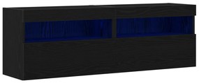 TV faliszekrény LED világítással 2 db Fekete tölgy 60x30x40 cm
