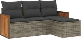 vidaXL 4 részes szürke polyrattan kerti ülőgarnitúra párnákkal