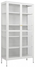 fehér acél és edzett üveg vitrin 90 x 40 x 180 cm
