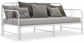 fehér fém kihúzható kanapéágy-keret 90 x 200 cm