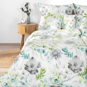 Goldea pamut ágyneműhuzat deluxe - eucalyptus virágok 140 x 200 és 70 x 90 cm