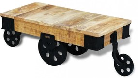 vidaXL mangófa dohányzóasztal kerekekkel