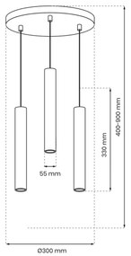 Csillár zsinóron HUDSON 3xGU10/8W/230V fekete