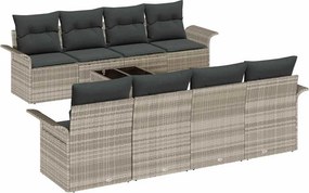 vidaXL Kerti Kanapé Szett 9 pcs Világosszürke Poli rattan