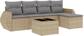 vidaXL 6 részes bézs polyrattan kerti ülőgarnitúra párnával