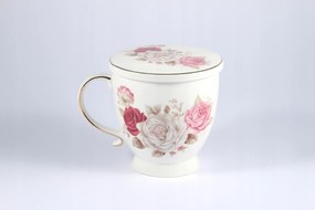 Porcelán teásbögre fedő virágszűrő 500 ml