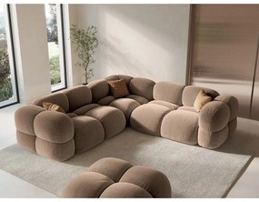 Barna bársony sarokkanapé Loretto – Cosmopolitan Design