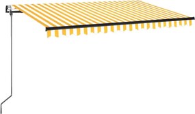 vidaXL sárga-fehér szélérzékelős és LED-es napellenző 400x350 cm