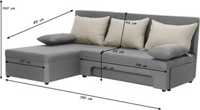 ERIS Kinyitható sarokkanapé Zöld/fekete