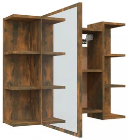 füstös tölgy színű szerelt fa tükrös szekrény 80 x 20,5 x 64 cm