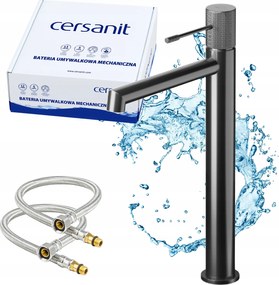 Mosdó csaptelep Cersanit Zen Fekete Gun Metal, Eco Design 32,2 cm