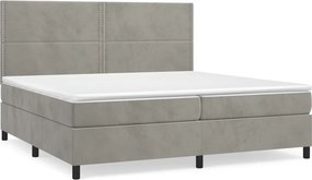 vidaXL világosszürke bársony rugós ágy matraccal 200x200 cm