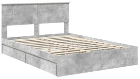 vidaXL Tárolós Ágy fejtámlával Beton Szürke 160 x 200 cm Faanyag