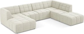Bézs buklé sarokkanapé (U alakú) Aloha – Makamii