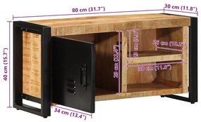 tömör nyers mangófa TV-szekrény 80x30x40 cm