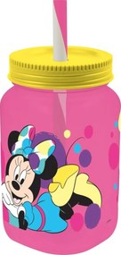 Minnie Befőttesüveg típusú pohár szívószállal, Disney, 500 ml, műanyag