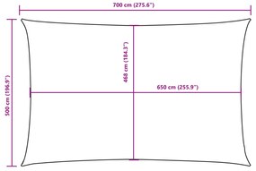 piros téglalap alakú oxford-szövet napvitorla 5 x 7 m