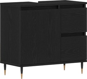 vidaXL Fürdőszoba Székény fiókkal Fekete tölgy 65 x 33 x 60 cm Faanyag
