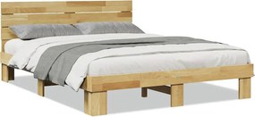 vidaXL ágykeret fejtámlával matrac nélkül 160x200 cm tömör fa tölgyfa