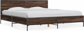vidaXL barna tölgyszínű szerelt fa és fém ágykeret 200 x 200 cm