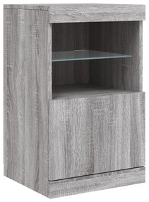 szürke sonoma tálalószekrény LED-világítással 123 x 37 x 67 cm