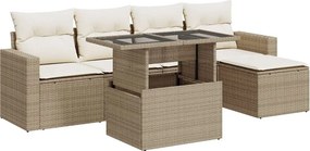 vidaXL 6 részes bézs polyrattan kerti ülőgarnitúra párnával