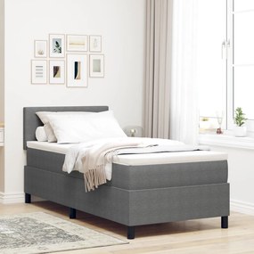 Box Spring Ágy matraccal Világosszürke Egyszemélyes Kordbársony