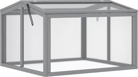 Outsunny Hidegkeretű Üvegház Ültetőágy Fedéllel, Fából és Polikarbonátból, Időjárásálló, Világosszürke, 90 x 80 x 58 cm | Aosom