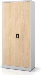 Fém irodai dokumentumszekrény, szürke / sonoma tölgy, 900x1950x400 mm: JAN H Eco Design
