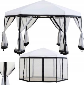 Kerti Pavilon Sátor Könnyű Összeszerelés Fém Fehér 339x339x260cm
