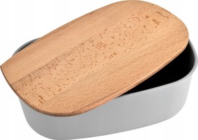 Kenyértartó doboz fa fedéllel, szürke