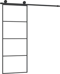 vidaXL ESG üveg és alumínium tolóajtó fémszerelvény-szettel 76x205 cm