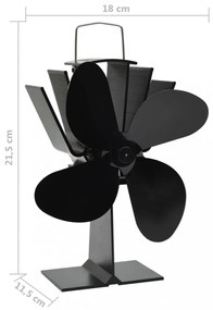 fekete hővel meghajtott négylapátos kandalló ventilátor