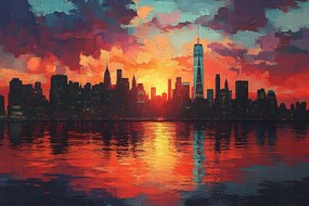 Vászonkép Canvas Város Panoráma New York Manhattan Nap 120x80