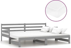vidaXL szürke tömör fenyőfa kihúzható kanapéágy 2 x (90 x 200) cm