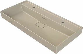 CeraStyle SHARP - MATT BÉZS - porcelán mosdókagyló - DUPLA csaplyukas - 100 x 48 cm