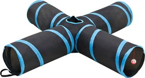 vidaXL fekete és kék 4 irányú poliészter macskaalagút 132 cm