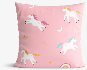 Goldea gyermek pamut párnahuzat - vidám egyszarvúak 40 x 40 cm