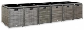 17 részes szürke polyrattan kültéri étkezőgarnitúra párnákkal